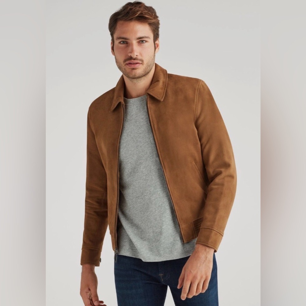 7 For All Mankind Men's Suede Blouson Bomber Jacket